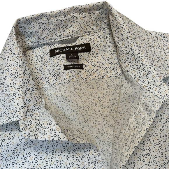 Michael Kors White Patterned Men's Shirt, EUC - Picture 5 of 5